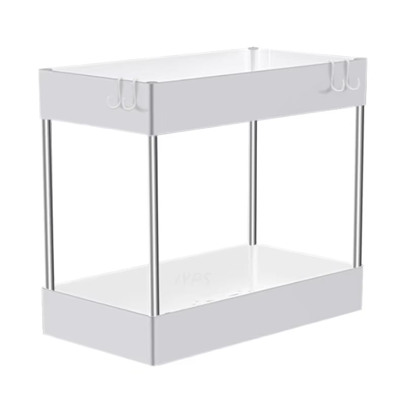 Under Sink Storage Organizer – 2 Tier Adjustable Shelf
