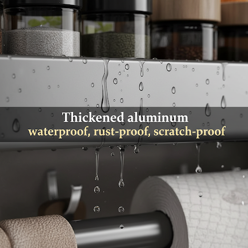 Waterproof rust resistant aluminum kitchen organizer with scratch resistant finish for long lasting kitchen storage