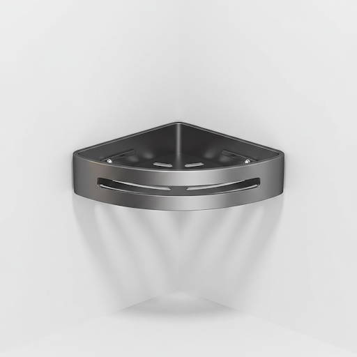 Stainless steel no-drill corner shower shelf for bathroom storage and organization